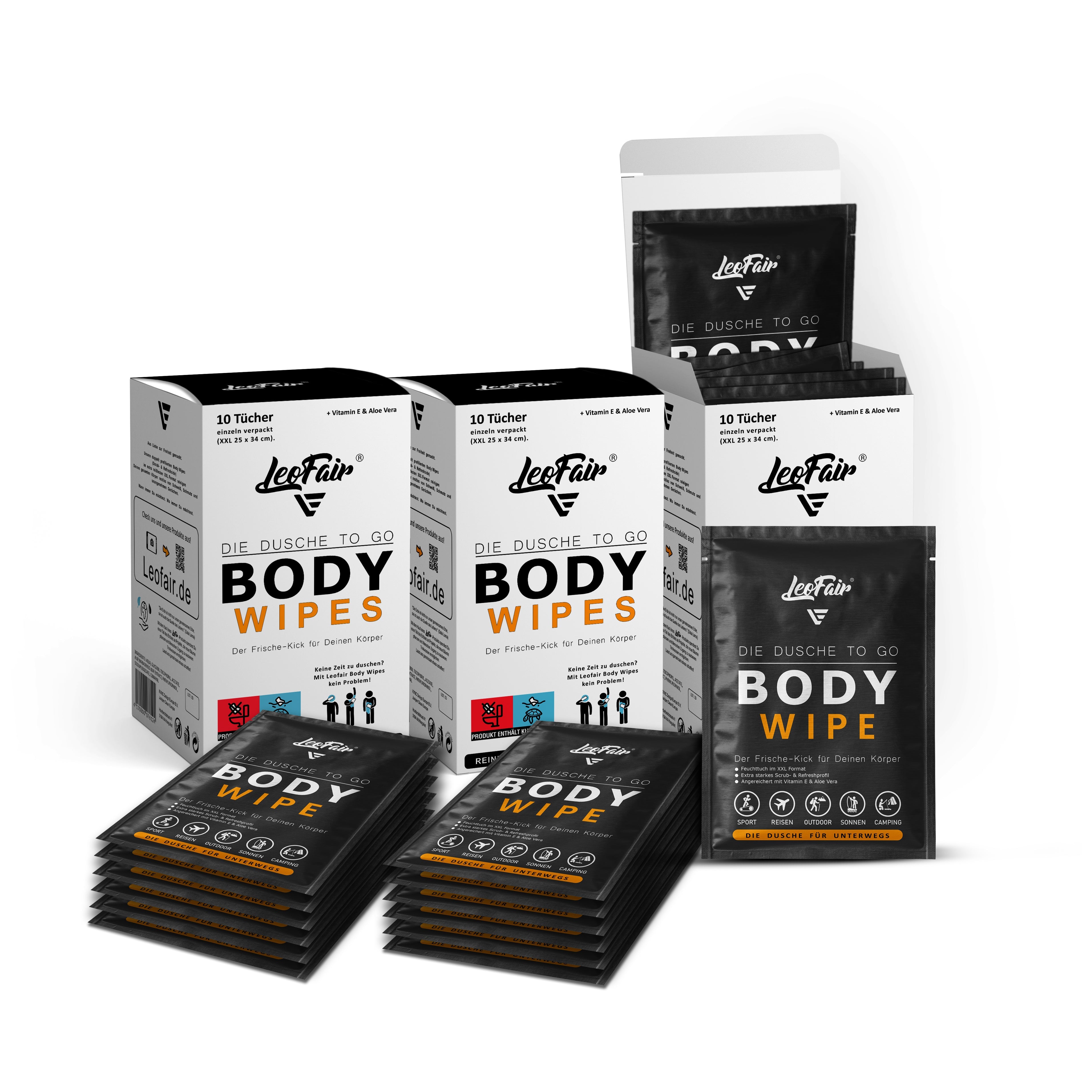 Leofair Body Wipes – 3er Pack Body Wipes für unterwegs #Box_3er Pack