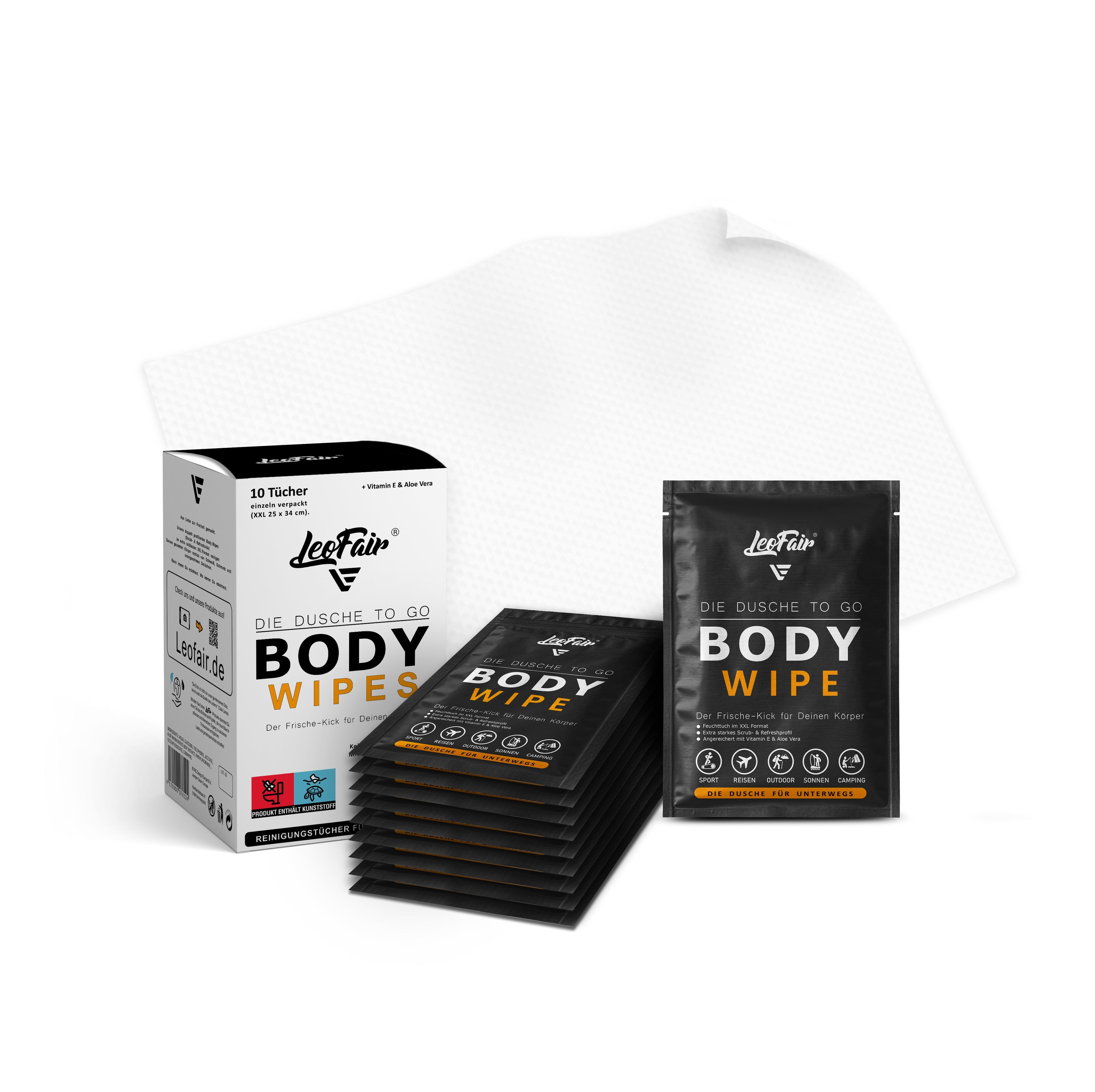 Leofair Body Wipes – 1er Pack einzeln verpackter Körperreinigungstücher #Box_1er Pack
