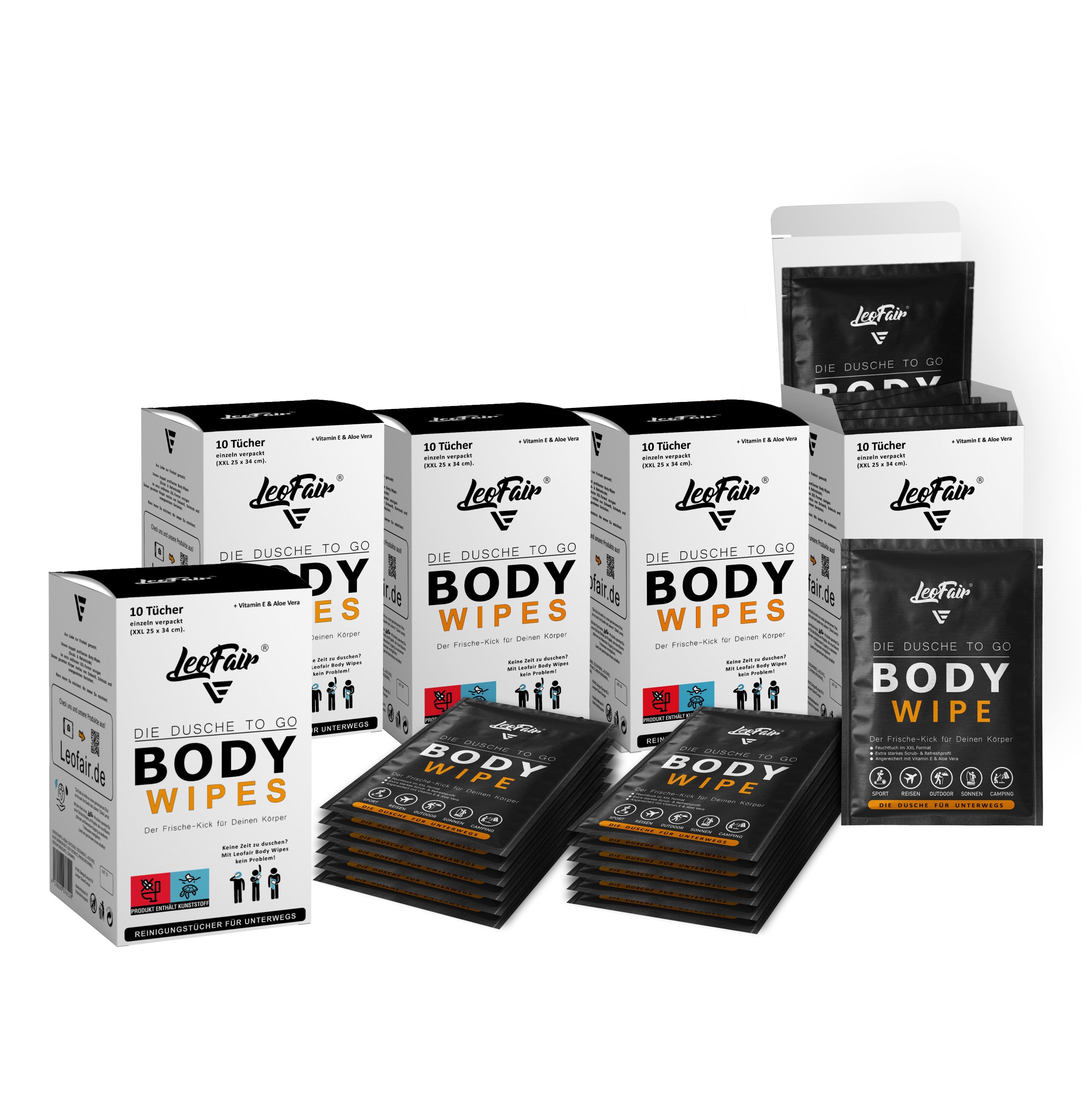 Leofair Body Wipes – 5er Pack Dusch-Alternative in Tuchform #Box_5er Pack